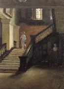 Bernard Hall Staircase to Public Library oil